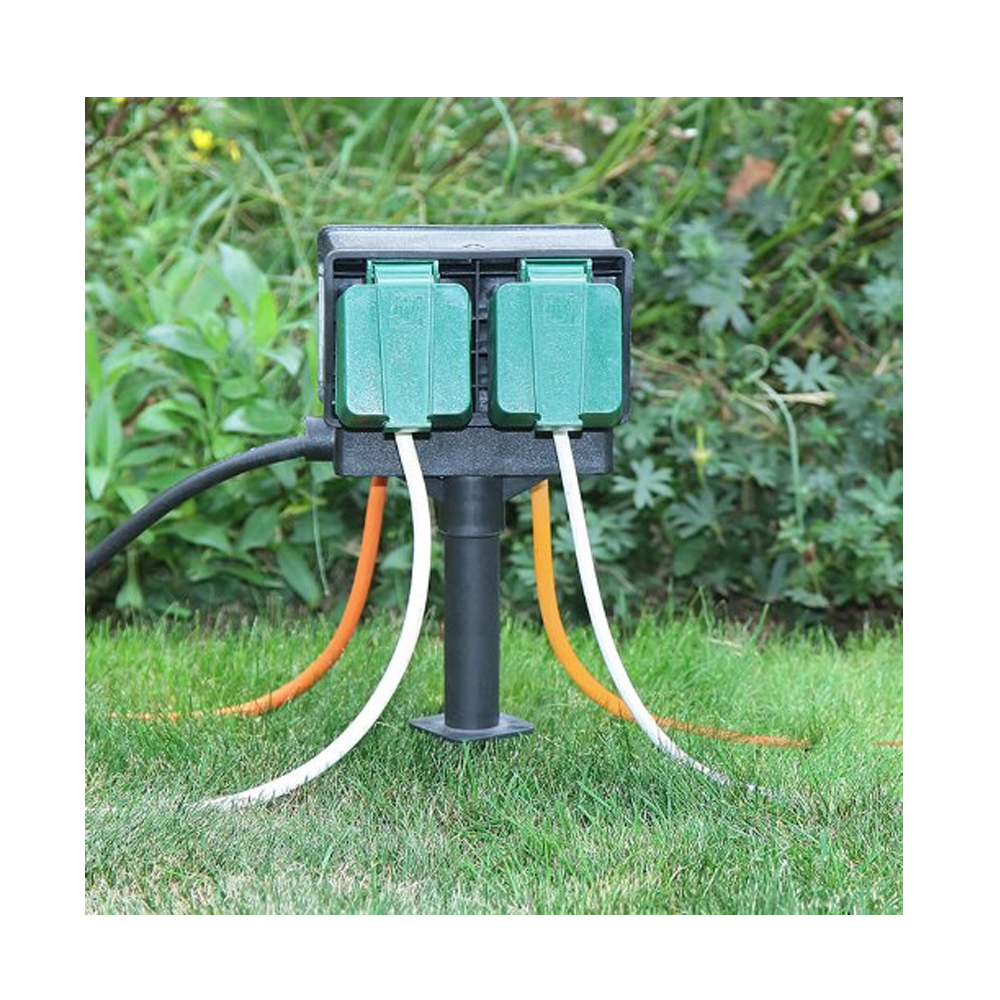 MEP BD2986 4 way Socket 12m Garden Extension lead with spike