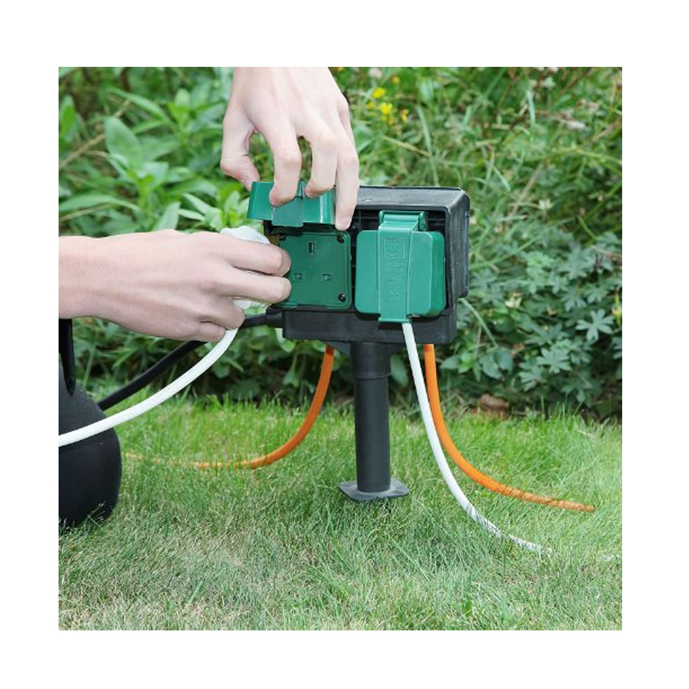 MEP BD2986 4 way Socket 12m Garden Extension lead with spike